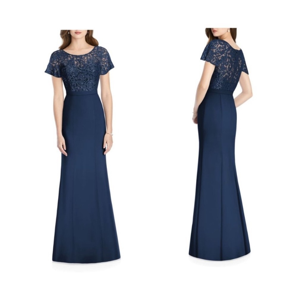 NEW Jenny Packham size 14 Bridesmaid Sequin Top Gown Navy Blue Midnight